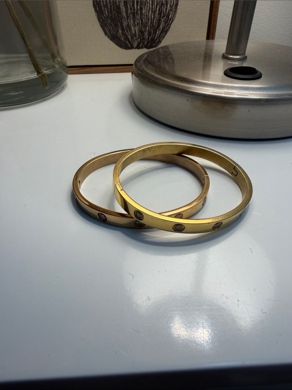 Crystal-Accent Hinged Bangle Bracelets